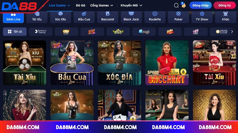 Live casino DA88 thu hút với nhiều game đặc sắc